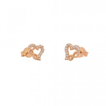 Auksiniai auskarai - širdelės su cirkoniu