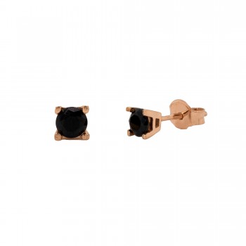 Auksiniai auskarai vinukai su juodu cirkoniu 4mm