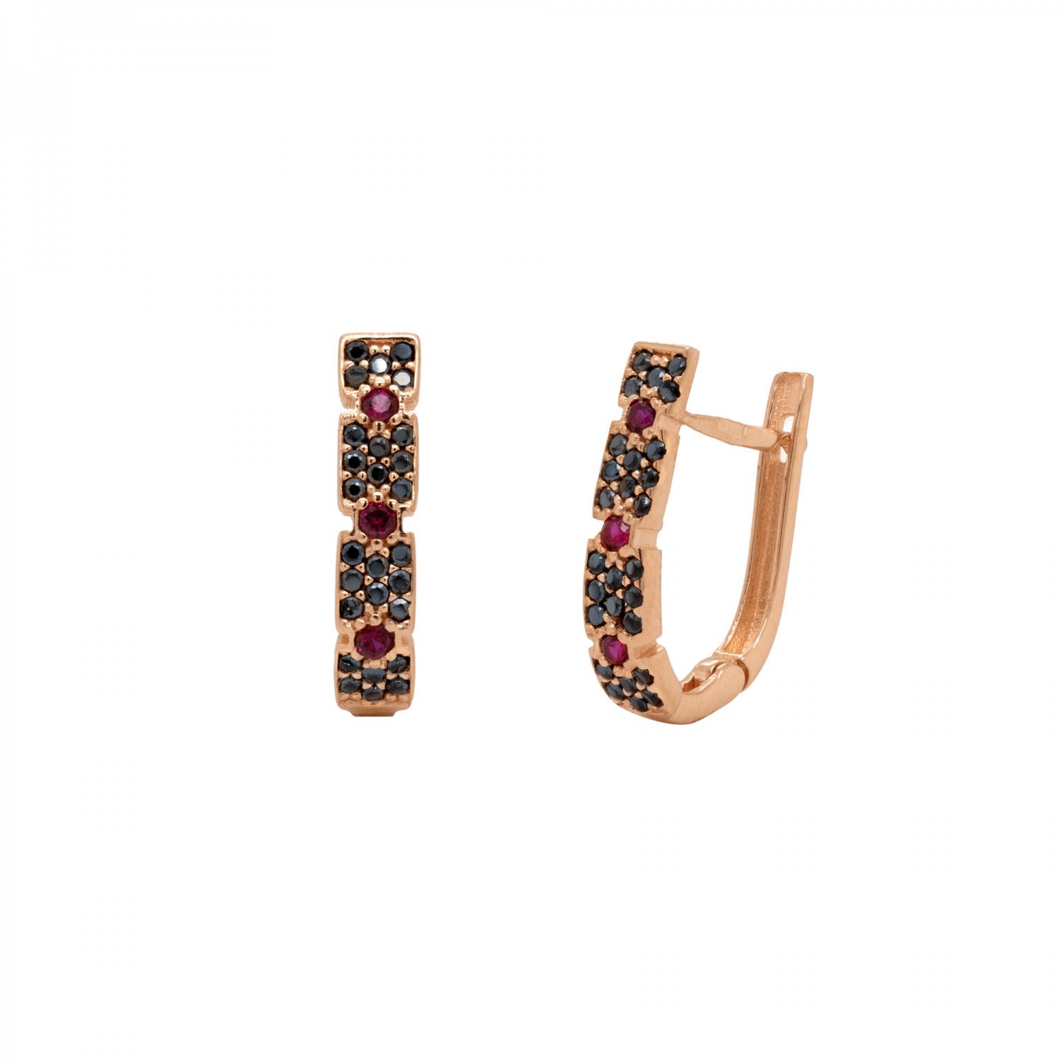 Auksiniai auskarai su cirkoniu ir anglišku užsegimu - 15 x 4 mm