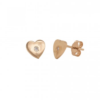Auksiniai auskarai su cirkoniu "Širdelės"