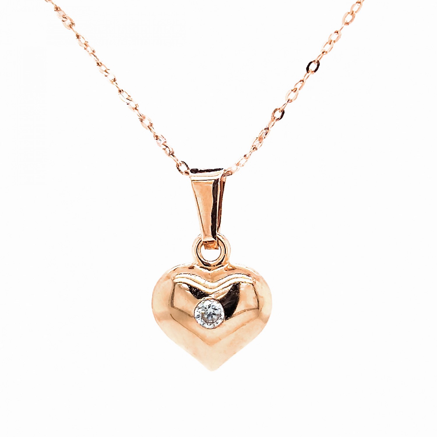 Auksinis pakabukas "Širdelė" su cirkoniu 8x8 mm