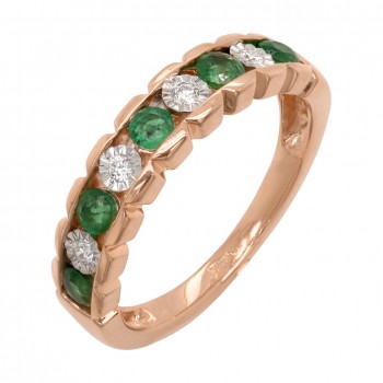 Auksinis žiedas su briliantais ir smaragdais