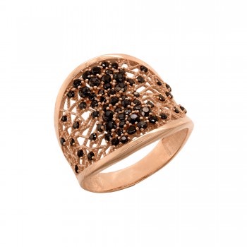 Auksinis žiedas su juodais cirkoniais