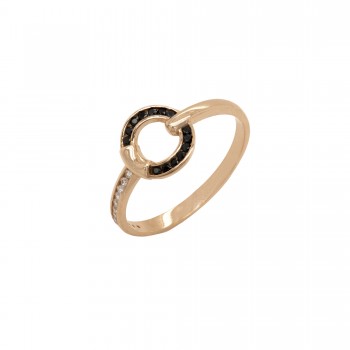 Auksinis žiedas su dviejų spalvų cirkoniais